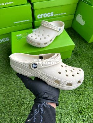 A Crocs Classic Clog in Off-White with Original Box